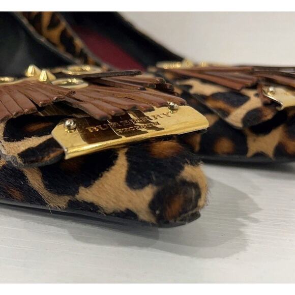 BURBERRY Animal Fur Gold/Leather Toe Tassel Accent EU 38/US 7.5-8 - Picture 3 of 11